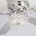 52 in. Chrome Remote Control Ceiling Fan and Light, Flush Mount Ceiling Fan with Light, Low Profile Crystal Chandelier Ceiling Fan for Bedroom-7-ErisView