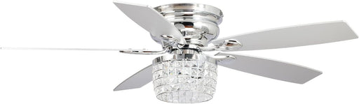 52 in. Chrome Remote Control Ceiling Fan and Light, Flush Mount Ceiling Fan with Light, Low Profile Crystal Chandelier Ceiling Fan for Bedroom-1-ErisView