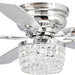 52 in. Chrome Remote Control Ceiling Fan and Light, Flush Mount Ceiling Fan with Light, Low Profile Crystal Chandelier Ceiling Fan for Bedroom-1-ErisView