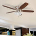 52 in. Classic Flush Mount Indoor LED Ceiling Fan with Light, Pull Chain, Quick-2-Hang, Fast Ceiling Fan Summer Winter, Brushed Nickel Ceiling Fan-12-ErisView