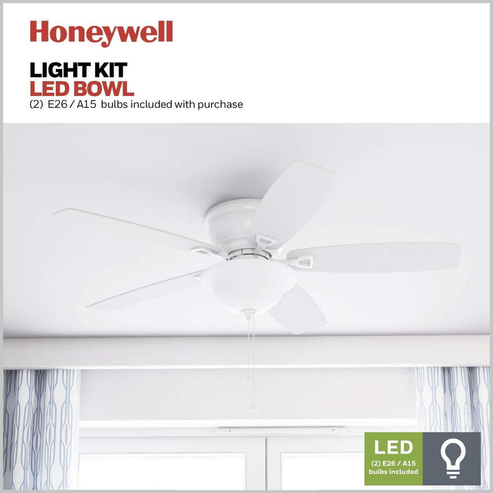 52 in. Classic Flush Mount Indoor LED Ceiling Fan with Light, Pull Chain, Quick-2-Hang, Fast Ceiling Fan Summer Winter, Brushed Nickel Ceiling Fan-18-ErisView
