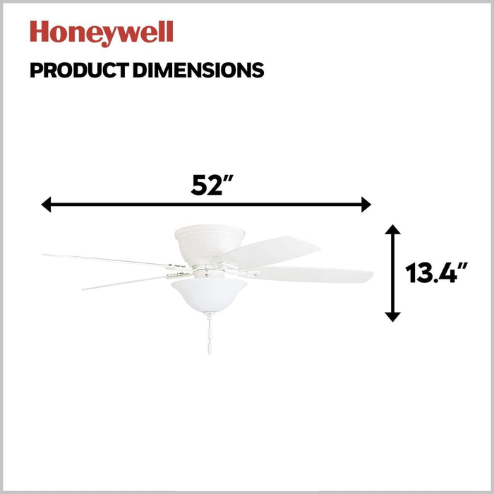 52 in. Classic Flush Mount Indoor LED Ceiling Fan with Light, Pull Chain, Quick-2-Hang, Fast Ceiling Fan Summer Winter, Brushed Nickel Ceiling Fan-22-ErisView