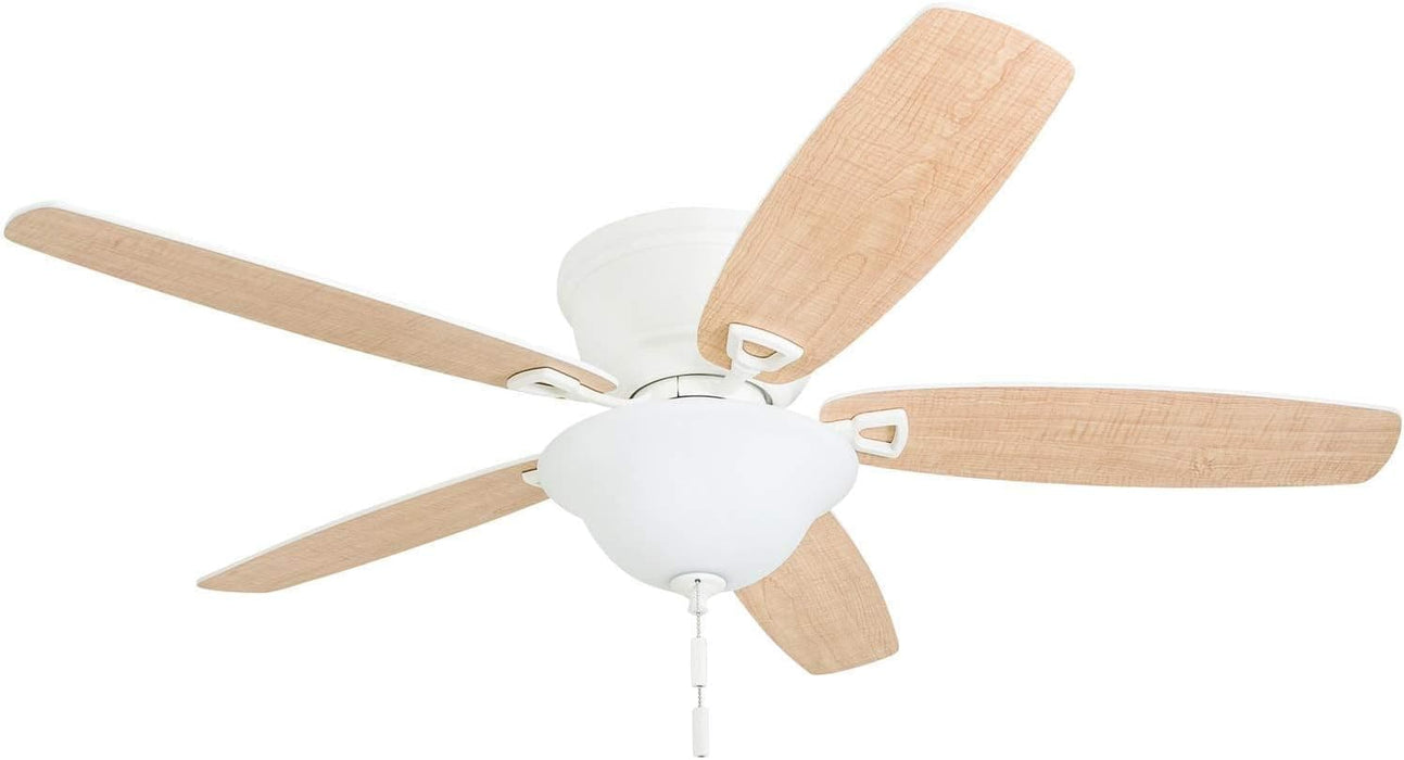 52 in. Classic Flush Mount Indoor LED Ceiling Fan with Light, Pull Chain, Quick-2-Hang, Fast Ceiling Fan Summer Winter, Brushed Nickel Ceiling Fan-23-ErisView