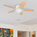 52 in. Classic Flush Mount Indoor LED Ceiling Fan with Light, Pull Chain, Quick-2-Hang, Fast Ceiling Fan Summer Winter, Brushed Nickel Ceiling Fan-25-ErisView