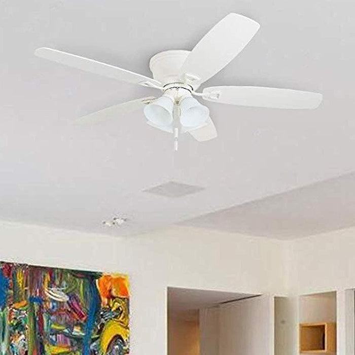 52 in. Classic Flush Mount Indoor LED Ceiling Fan with Light, Pull Chain, Quick-2-Hang, Fast Ceiling Fan Summer Winter, Brushed Nickel Ceiling Fan-29-ErisView