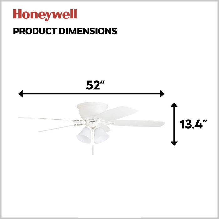 52 in. Classic Flush Mount Indoor LED Ceiling Fan with Light, Pull Chain, Quick-2-Hang, Fast Ceiling Fan Summer Winter, Brushed Nickel Ceiling Fan-33-ErisView