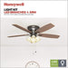 52 in. Classic Flush Mount Indoor LED Ceiling Fan with Light, Pull Chain, Quick-2-Hang, Fast Ceiling Fan Summer Winter, Brushed Nickel Ceiling Fan-44-ErisView