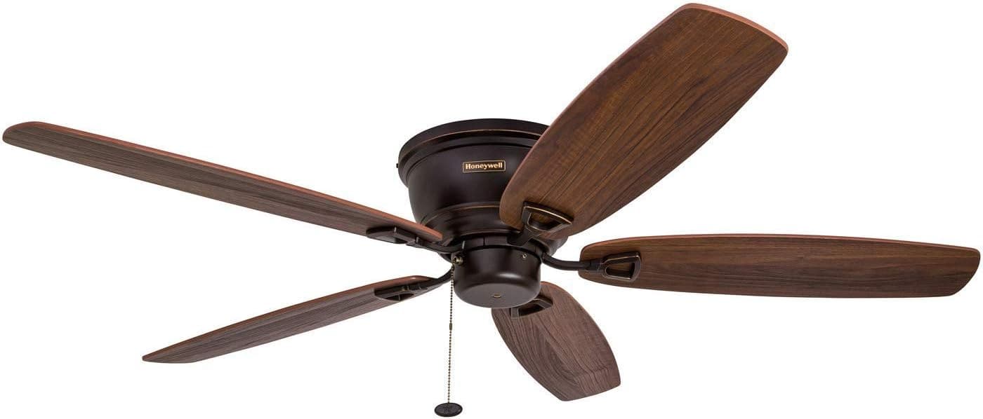 52 in. Classic Flush Mount Indoor LED Ceiling Fan with Light, Pull Chain, Quick-2-Hang, Fast Ceiling Fan Summer Winter, Brushed Nickel Ceiling Fan-49-ErisView