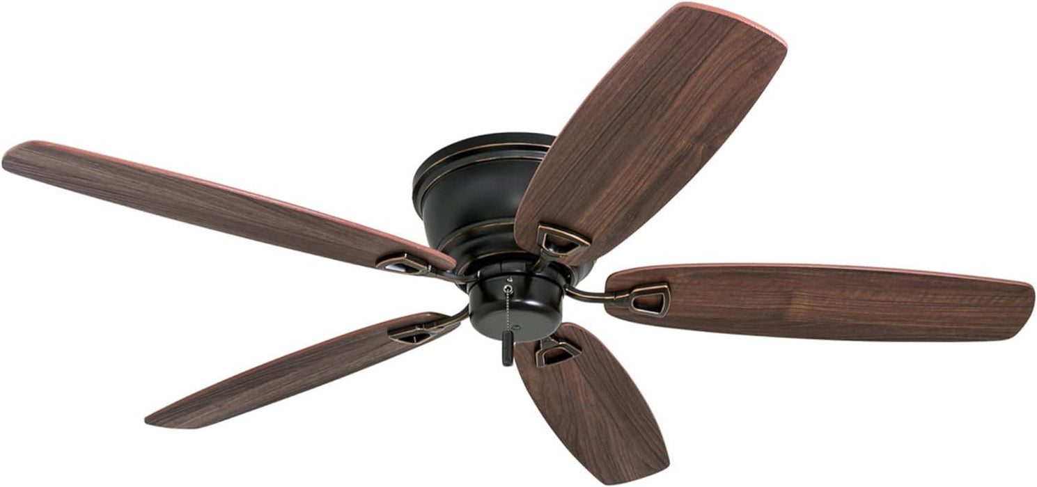 52 in. Classic Flush Mount Indoor LED Ceiling Fan with Light, Pull Chain, Quick-2-Hang, Fast Ceiling Fan Summer Winter, Brushed Nickel Ceiling Fan-51-ErisView