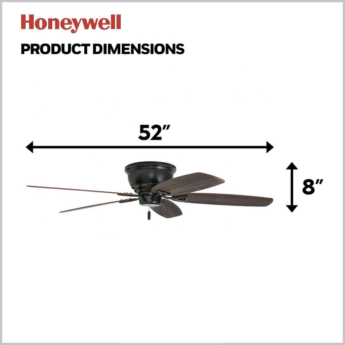 52 in. Classic Flush Mount Indoor LED Ceiling Fan with Light, Pull Chain, Quick-2-Hang, Fast Ceiling Fan Summer Winter, Brushed Nickel Ceiling Fan-57-ErisView