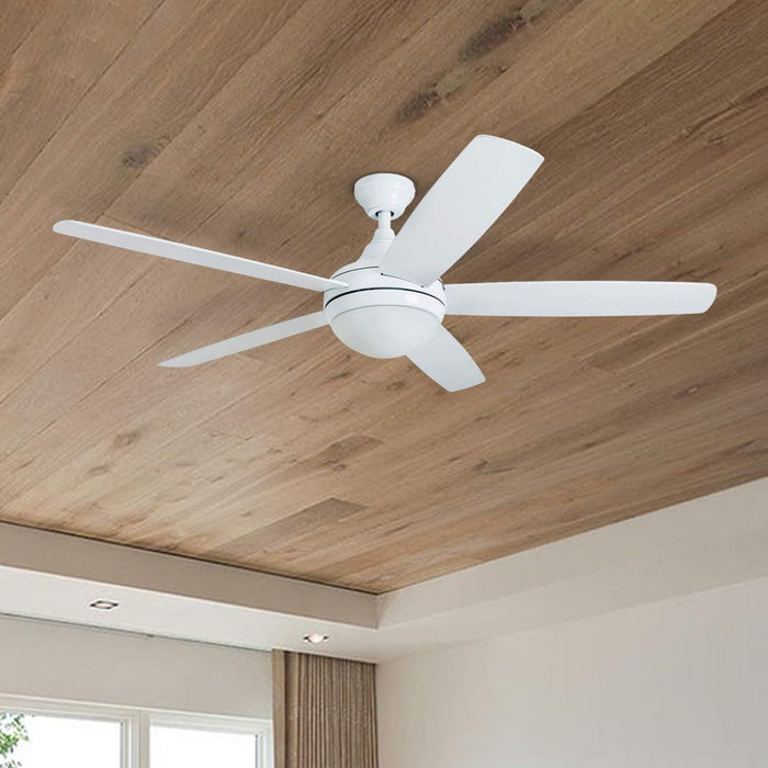 52 in. Contemporary Ceiling Fan with Light, Farmhouse Remote Control Recessed Ceiling Fan Light Fixture, 5 Blades White Grey Oak Ceiling Fan-10-ErisView