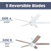 52 in. Contemporary Ceiling Fan with Light, Farmhouse Remote Control Recessed Ceiling Fan Light Fixture, 5 Blades White Grey Oak Ceiling Fan-3-ErisView