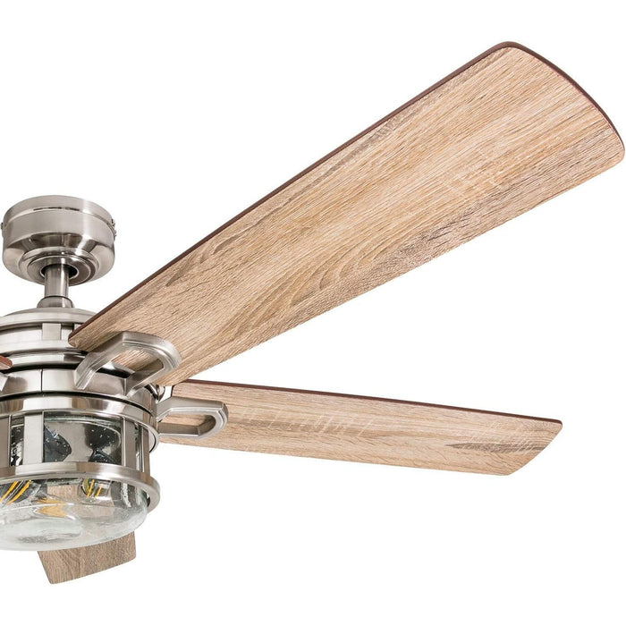 52 in. Contemporary Ceiling Fan with Light, Indoor Ceiling Fan and Light Remote Control, Reversible Ceiling Fan, Brushed Nickel Ceiling Fan-11-ErisView