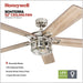 52 in. Contemporary Ceiling Fan with Light, Indoor Ceiling Fan and Light Remote Control, Reversible Ceiling Fan, Brushed Nickel Ceiling Fan-2-ErisView