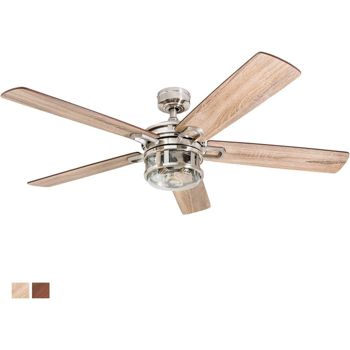 52 in. Contemporary Ceiling Fan with Light, Indoor Ceiling Fan and Light Remote Control, Reversible Ceiling Fan, Brushed Nickel Ceiling Fan-1-ErisView