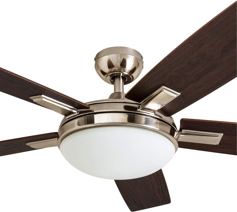 52 in. Contemporary Ceiling Fan with Light, Indoor Ceiling Fan and Light Remote Control, Reversible Ceiling Fan Winter Summer, Brushed Nickel Ceiling Fan-10-ErisView