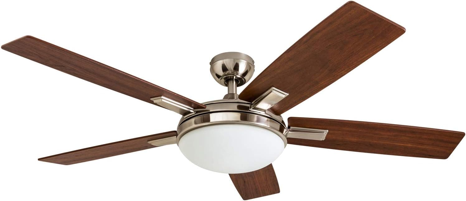 52 in. Contemporary Ceiling Fan with Light, Indoor Ceiling Fan and Light Remote Control, Reversible Ceiling Fan Winter Summer, Brushed Nickel Ceiling Fan-12-ErisView