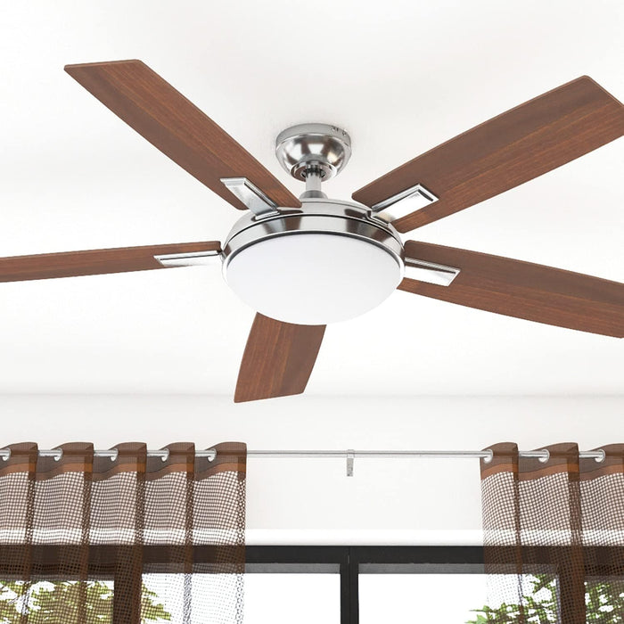 52 in. Contemporary Ceiling Fan with Light, Indoor Ceiling Fan and Light Remote Control, Reversible Ceiling Fan Winter Summer, Brushed Nickel Ceiling Fan-2-ErisView