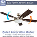 52 in. Contemporary Ceiling Fan with Light, Indoor Ceiling Fan and Light Remote Control, Reversible Ceiling Fan Winter Summer, Brushed Nickel Ceiling Fan-4-ErisView