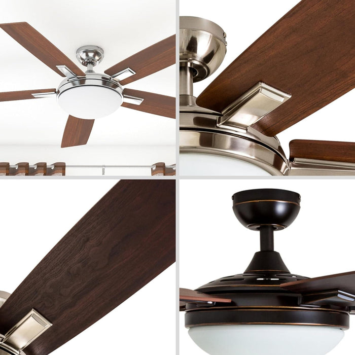 52 in. Contemporary Ceiling Fan with Light, Indoor Ceiling Fan and Light Remote Control, Reversible Ceiling Fan Winter Summer, Brushed Nickel Ceiling Fan-7-ErisView