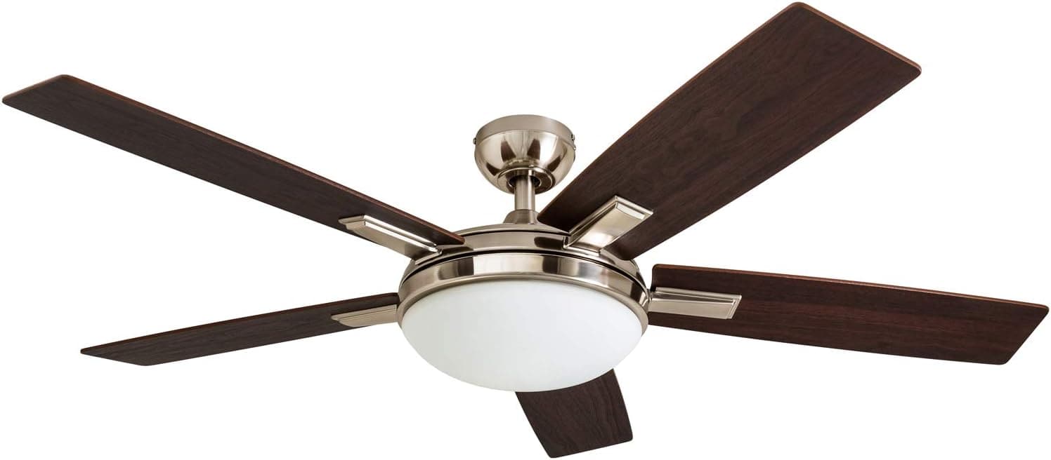 52 in. Contemporary Ceiling Fan with Light, Indoor Ceiling Fan and Light Remote Control, Reversible Ceiling Fan Winter Summer, Brushed Nickel Ceiling Fan-1-ErisView