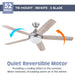 52 in. Contemporary Ceiling Fan with Light Indoor Ceiling Fan and Light Remote Control, Reversible Fan in Winter Summer, Pewter-4-ErisView