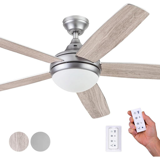 52 in. Contemporary Ceiling Fan with Light Indoor Ceiling Fan and Light Remote Control, Reversible Fan in Winter Summer, Pewter-1-ErisView