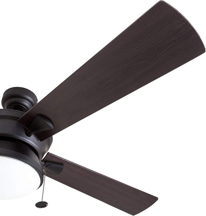 52 in. Contemporary Ceiling Fan with Light, Indoor Outdoor Ceiling Fan with Pull Chain, Reversible Fan for Summer Winter, Matte Black Outdoor Fan-11-ErisView