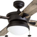 52 in. Contemporary Ceiling Fan with Light, Indoor Outdoor Ceiling Fan with Pull Chain, Reversible Fan for Summer Winter, Matte Black Outdoor Fan-13-ErisView