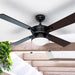 52 in. Contemporary Ceiling Fan with Light, Indoor Outdoor Ceiling Fan with Pull Chain, Reversible Fan for Summer Winter, Matte Black Outdoor Fan-2-ErisView