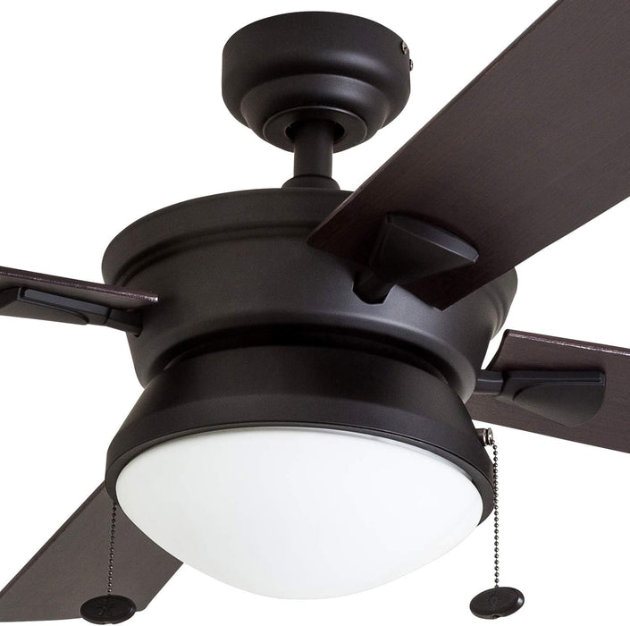 52 in. Contemporary Ceiling Fan with Light, Indoor Outdoor Ceiling Fan with Pull Chain, Reversible Fan for Summer Winter, Matte Black Outdoor Fan-9-ErisView