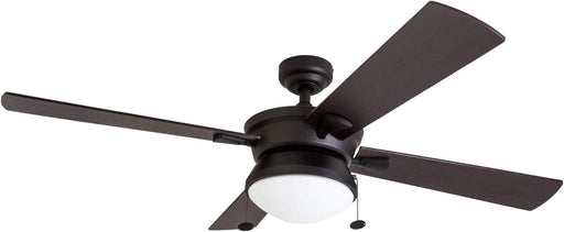 52 in. Contemporary Ceiling Fan with Light, Indoor Outdoor Ceiling Fan with Pull Chain, Reversible Fan for Summer Winter, Matte Black Outdoor Fan-1-ErisView