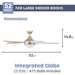 52 in. Contemporary Ceiling Fan with Light, Indoor Remote Control Fan, Dimmable Recessed Ceiling Fan LED Light Frosted Fixture, 5 Blade Ceiling Fan-5-ErisView
