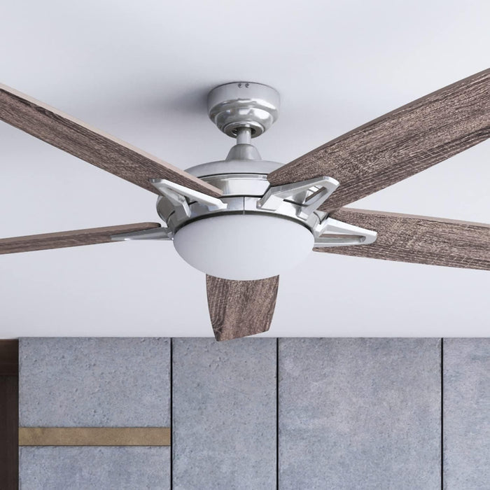 52 in. Contemporary Ceiling Fan with Light LED Ceiling Fan with Light Remote Control, Reversible Fan for Summer Winter, Brushed Nickel Ceiling Fan-10-ErisView