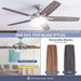 52 in. Contemporary Ceiling Fan with Light LED Ceiling Fan with Light Remote Control, Reversible Fan for Summer Winter, Brushed Nickel Ceiling Fan-2-ErisView