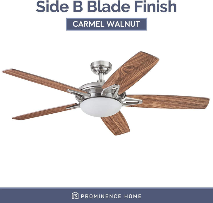52 in. Contemporary Ceiling Fan with Light LED Ceiling Fan with Light Remote Control, Reversible Fan for Summer Winter, Brushed Nickel Ceiling Fan-7-ErisView