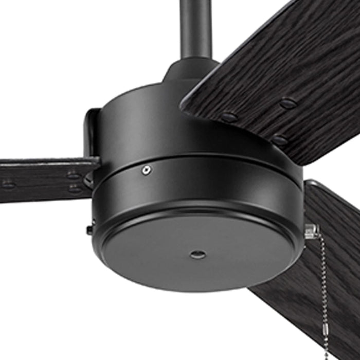 52 in. Contemporary Ceiling Fan with Light Pull Chain, Indoor Outdoor Ceiling Fan NO Light, Reversible Fan for Summer Winter, Matte Black Outdoor Fan-12-ErisView