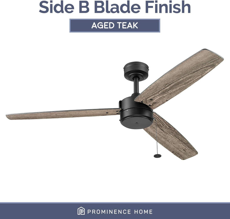 52 in. Contemporary Ceiling Fan with Light Pull Chain, Indoor Outdoor Ceiling Fan NO Light, Reversible Fan for Summer Winter, Matte Black Outdoor Fan-6-ErisView