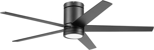 52 in. Contemporary Ceiling Fan with Light and Remote Control, Matte Black Reversible Flush Mount Ceiling Fan-1-ErisView
