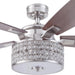 52 in. Crystal Chandelier Remote Control Ceiling Fans, Brushed Nickel Ceiling Fan-10-ErisView