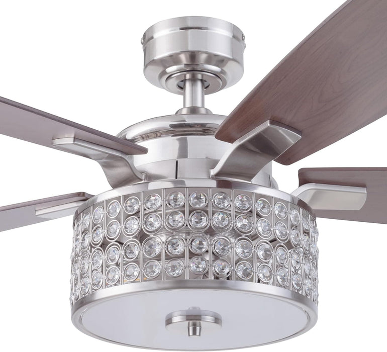 52 in. Crystal Chandelier Remote Control Ceiling Fans, Brushed Nickel Ceiling Fan-10-ErisView