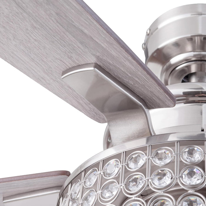 52 in. Crystal Chandelier Remote Control Ceiling Fans, Brushed Nickel Ceiling Fan-11-ErisView