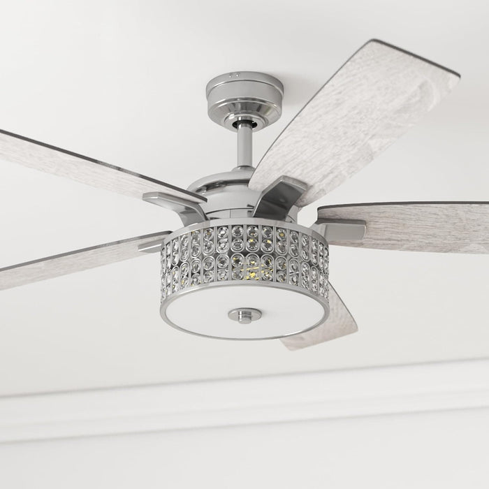 52 in. Crystal Chandelier Remote Control Ceiling Fans, Brushed Nickel Ceiling Fan-2-ErisView