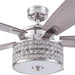 52 in. Crystal Chandelier Remote Control Ceiling Fans, Brushed Nickel Ceiling Fan-9-ErisView