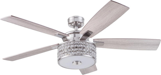 52 in. Crystal Chandelier Remote Control Ceiling Fans, Brushed Nickel Ceiling Fan-1-ErisView