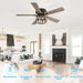 52 in. Crystal Flush Mount Black Ceiling Fan with Light Remote, 5 Reversible Blade Chandelier, Farmhouse Low Profile Ceiling Fan with for Bedroom -2-ErisView