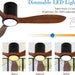 52 in. Dark Brown Dimmable Reversible Ceiling Fan, Wood Low Profile Ceiling Fan-6-ErisView
