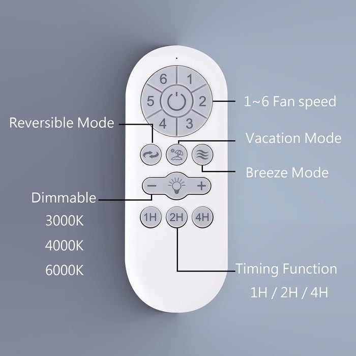 52 in. Dark Brown Dimmable Reversible Ceiling Fan, Wood Low Profile Ceiling Fan-9-ErisView