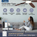 52 in. Dimmable Bedroom Ceiling Fans with Lights, Smart Fans with Remote APP Alexa Control, Reversible Noiseless Wi-Fi Ceiling Fan for Living Room -11-ErisView