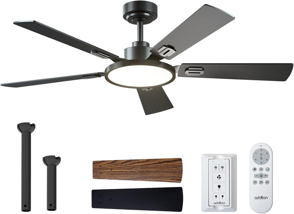 52 in. Dimmable Black Ceiling Fan with Light and Remote, Reversible Noiseless Bedroom Ceiling Fans, Farmhouse Living Room Fan-1-ErisView